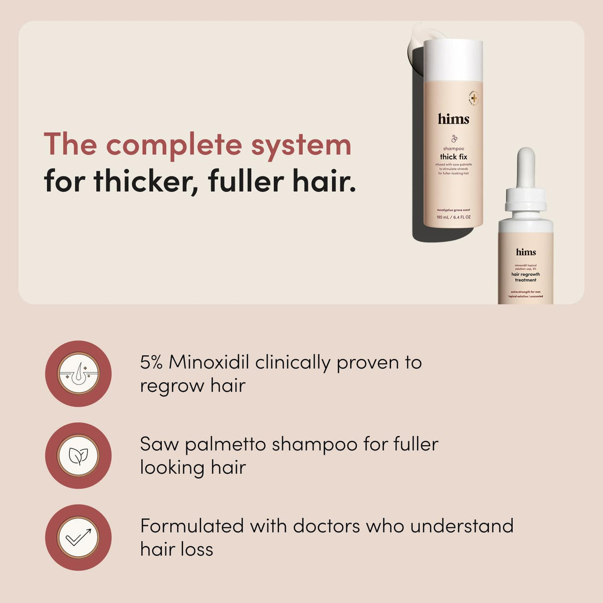 hims minoxidil serum droplet closeup illustrating precise application
