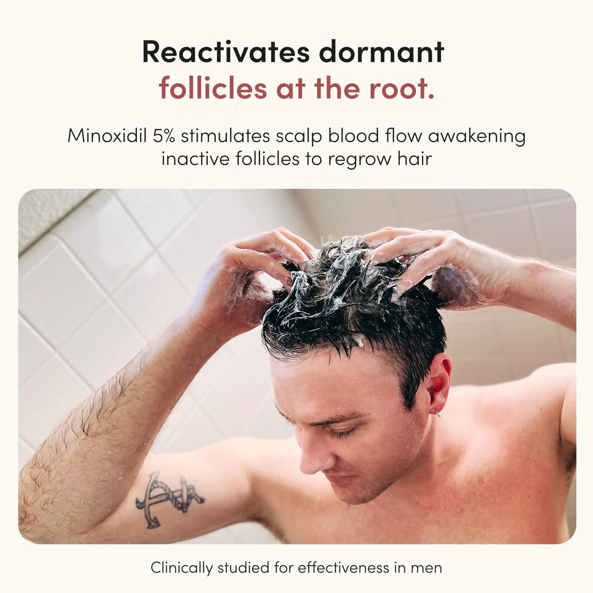hims texture drop on scalp demonstrating non-greasy fast absorption benefit