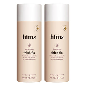 hims Thick Fix shampoo front packaging shows clean design and size benefit