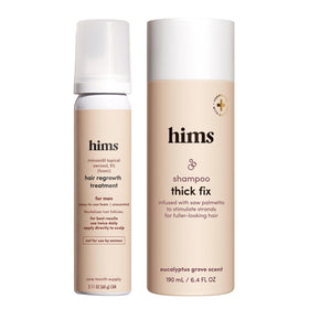 hims Thick Fix shampoo front packaging showing clean design and benefits