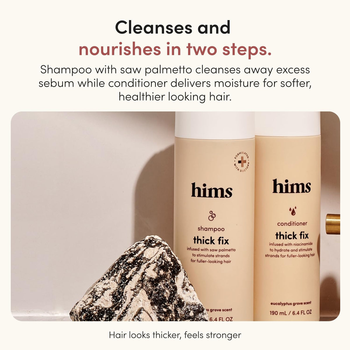 HIMS & HERS shampoo texture close-up illustrating gentle lathering action