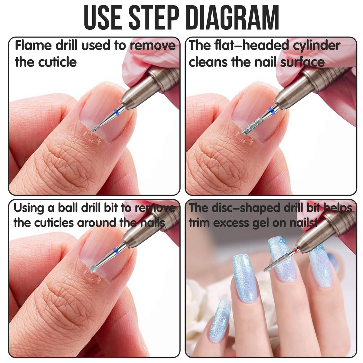 HINGTAI cuticle bit detail with rounded tip for safer cuticle grooming