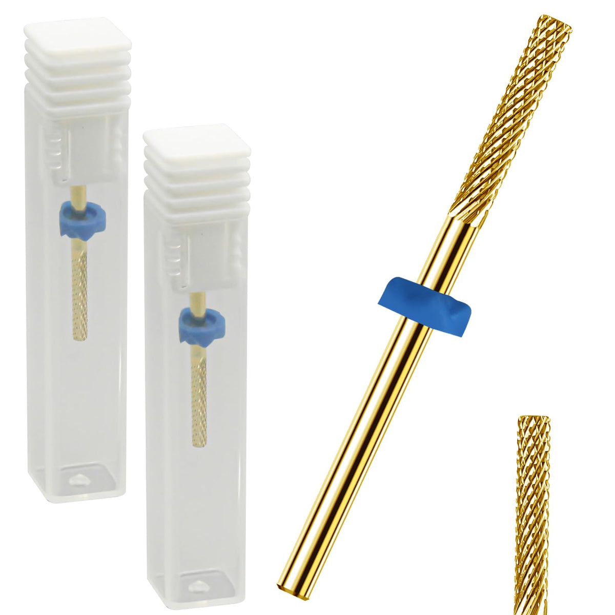 HINGTAI front view of two cuticle drill bits showing packaging benefit convenience