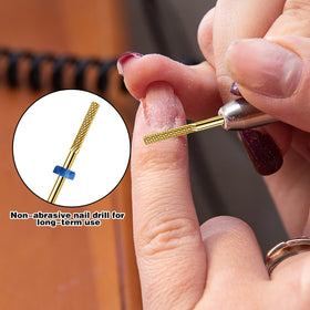 HINGTAI bit installed in electric nail file demonstrating controlled removal benefit
