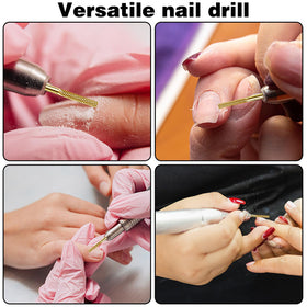 HINGTAI drill bits on manicure station showing professional-ready organization benefit