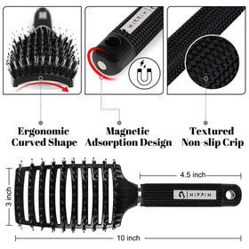 HIPPIH close-up of mixed boar and nylon bristles for gentle detangling benefit