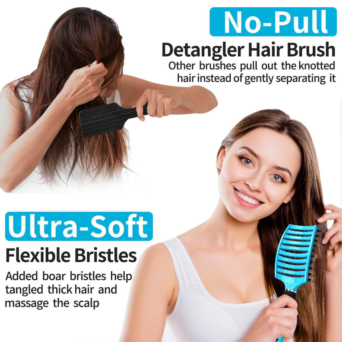 HIPPIH brush back and ergonomic handle for comfortable grip and easy styling benefit