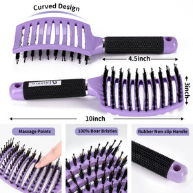 HIPPIH close-up of natural boar bristles smoothing hair for added shine