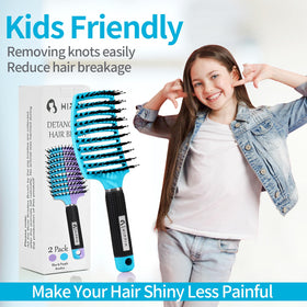 HIPPIH brush being used on wet hair for faster, gentler detangling benefit