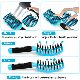 HIPPIH brush next to hand showing scale and grip for comfortable control benefit