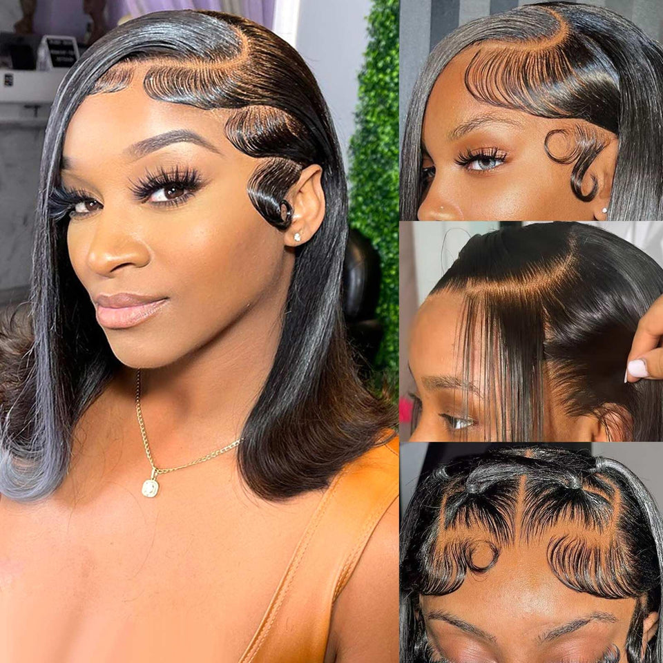 HIRIREMY front view of bob wig showing natural hairline and realistic look