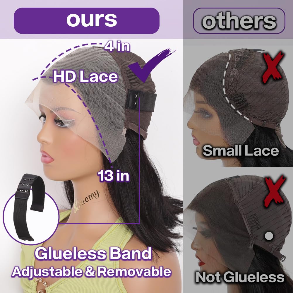 HIRIREMY model wearing wig side part demonstrating instant polished style