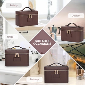 HiTotes vanity case packed inside a suitcase illustrating travel-ready organization benefit