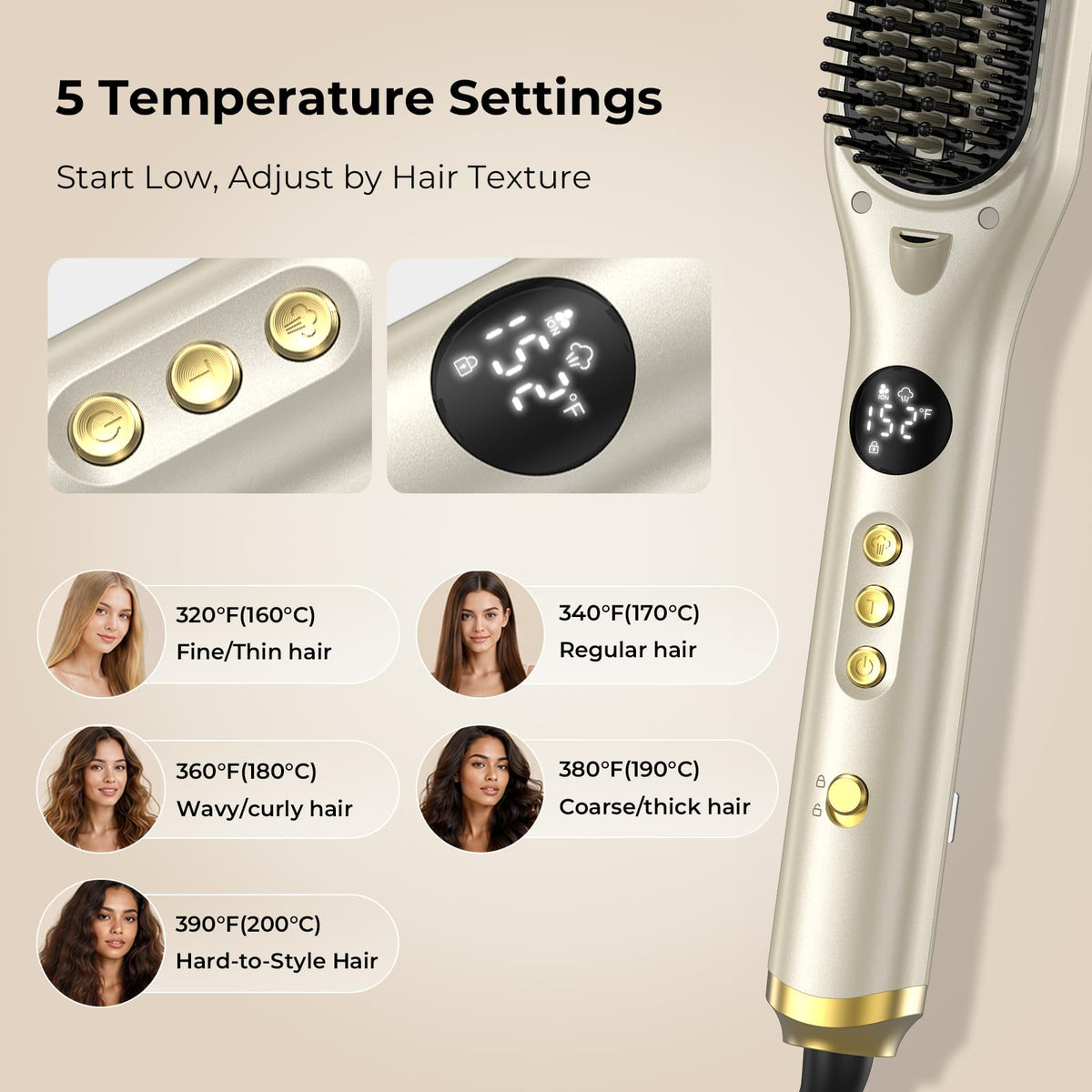 HITTIONA styling brush in use on medium hair for faster straightening
