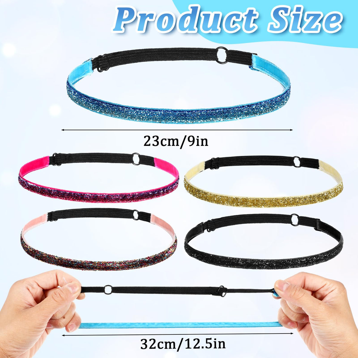 HJZHII five headbands laid flat illustrating color variety and outfit options