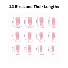 Hkanlre laid-out full set of 24 nails showing 12 sizes for a customized fit