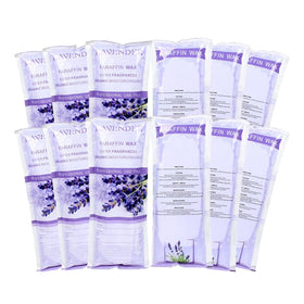 HLead lavender paraffin package front showing 12-pack and label, calming scent benefit