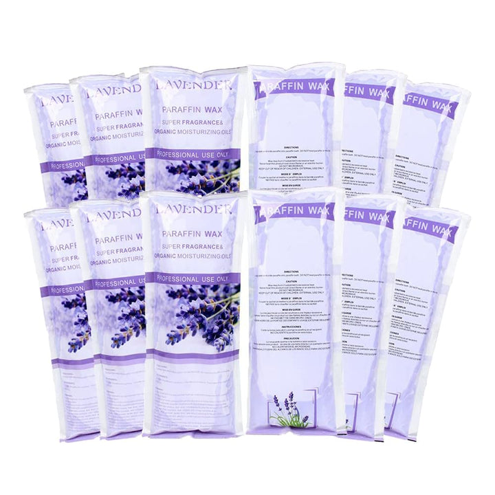 HLead lavender paraffin package front showing 12-pack and label, calming scent benefit