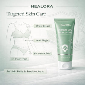 Hlonns Healora applying under breast to illustrate comfort and reduced friction