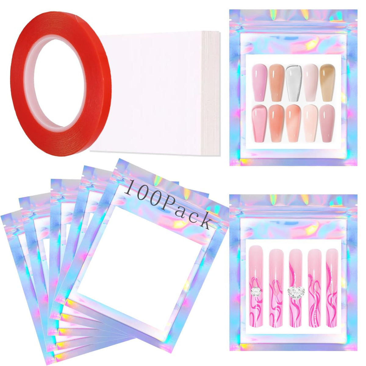 HLQHXWHZT front packaging bag showing nails, boosts product visibility