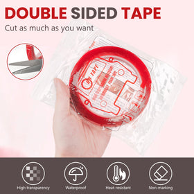 HLQHXWHZT transparent tape applied to glass demonstrating residue-free clarity
