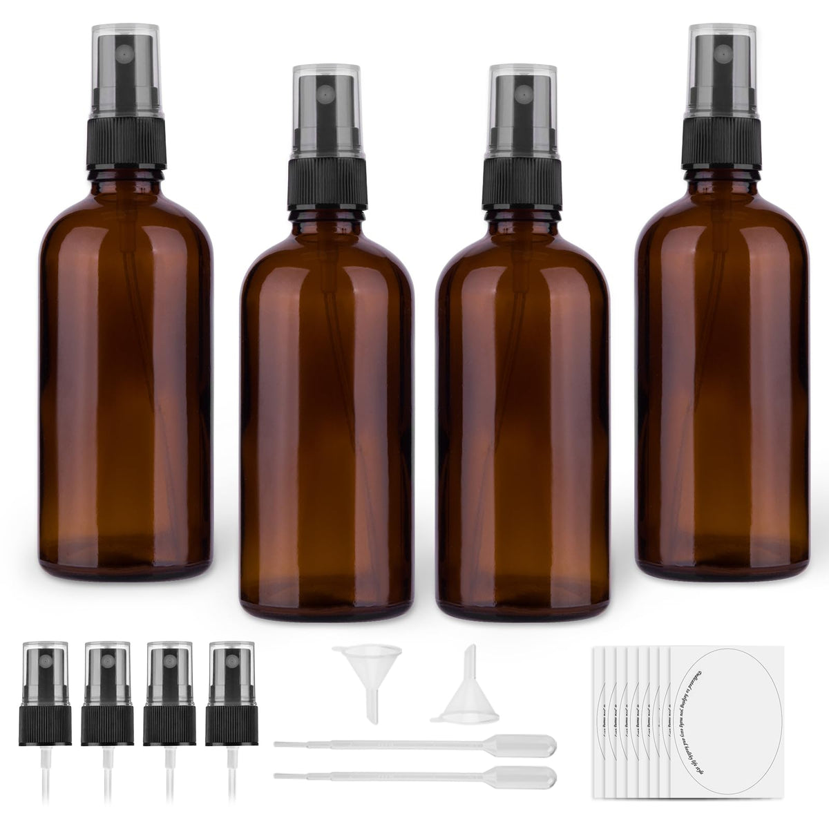 hmaimas amber glass bottles front view showing kit contents and protection