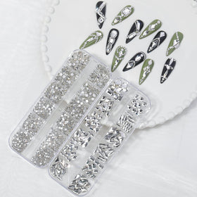 HNUIX rhinestones applied on nails demonstrating 3D sparkle and polished look