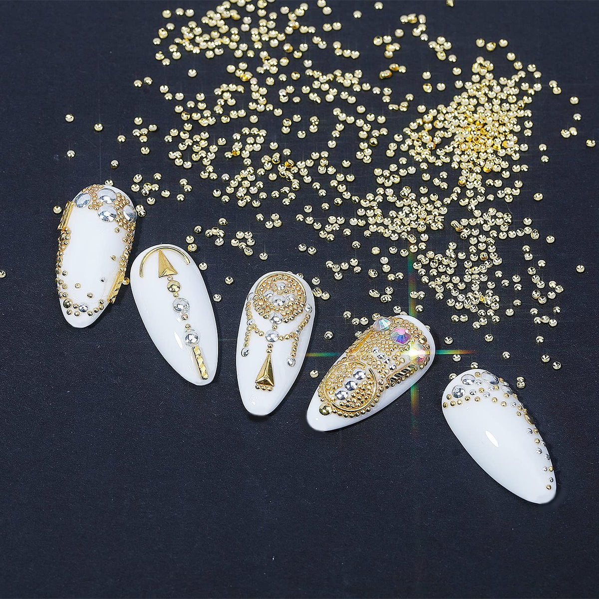 HNUIX beads applied on gel nail displaying dimensional 3D accent effect
