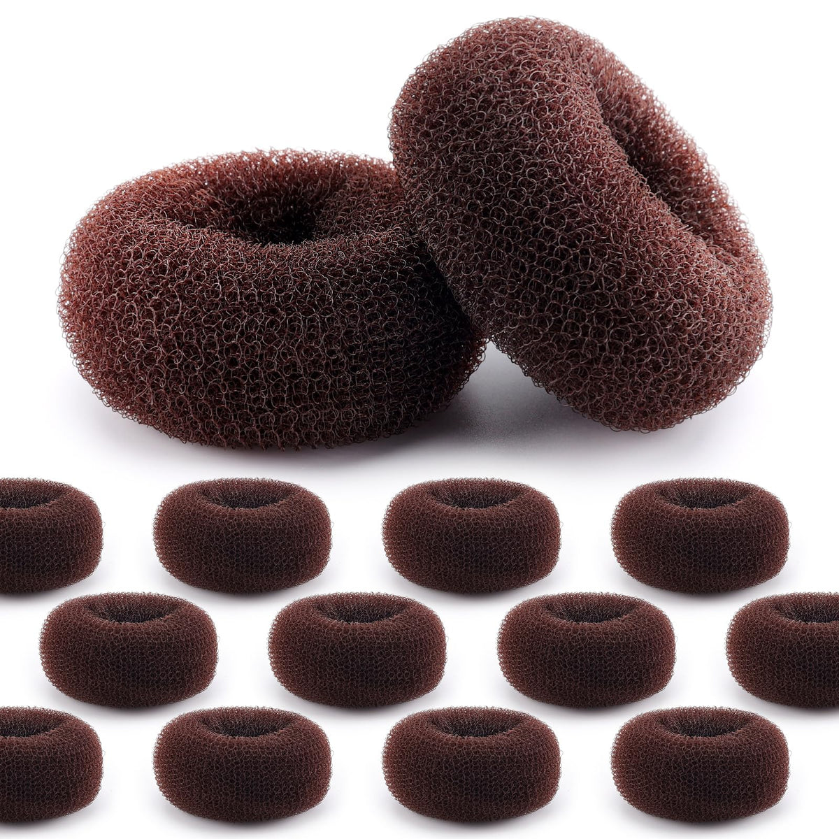 HOFASON front packaging showing 12 brown medium bun makers, quick styling benefit