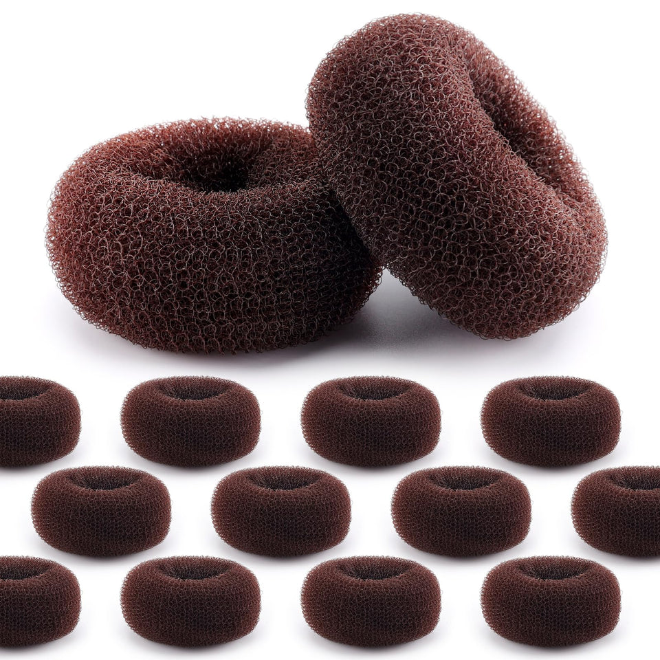 HOFASON front packaging showing 12 brown medium bun makers, quick styling benefit