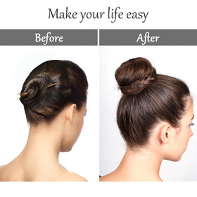 HOFASON styling step with ponytail pulled through ring, creates even volume benefit