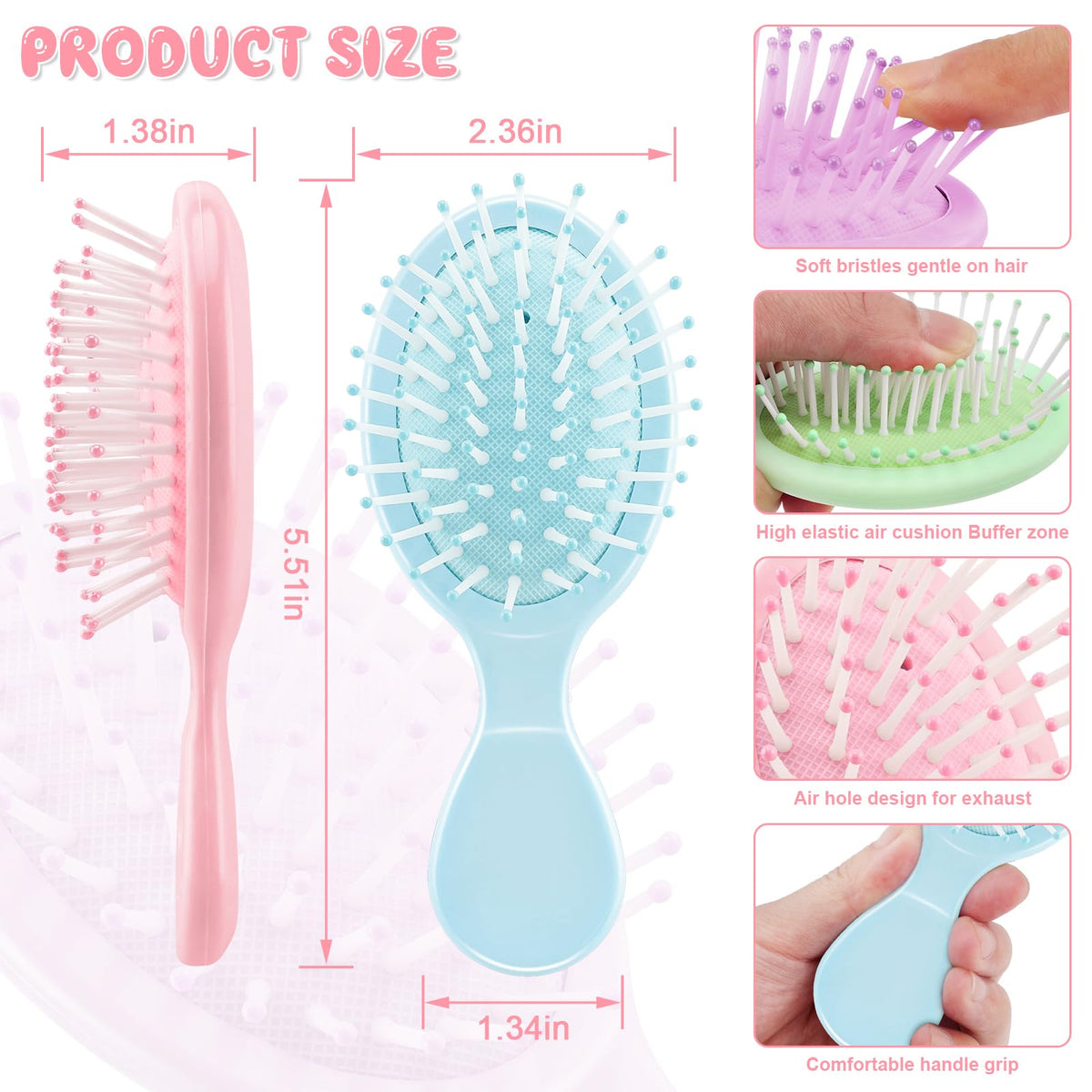 HOFASON close-up of soft flexible bristles reducing hair pulling