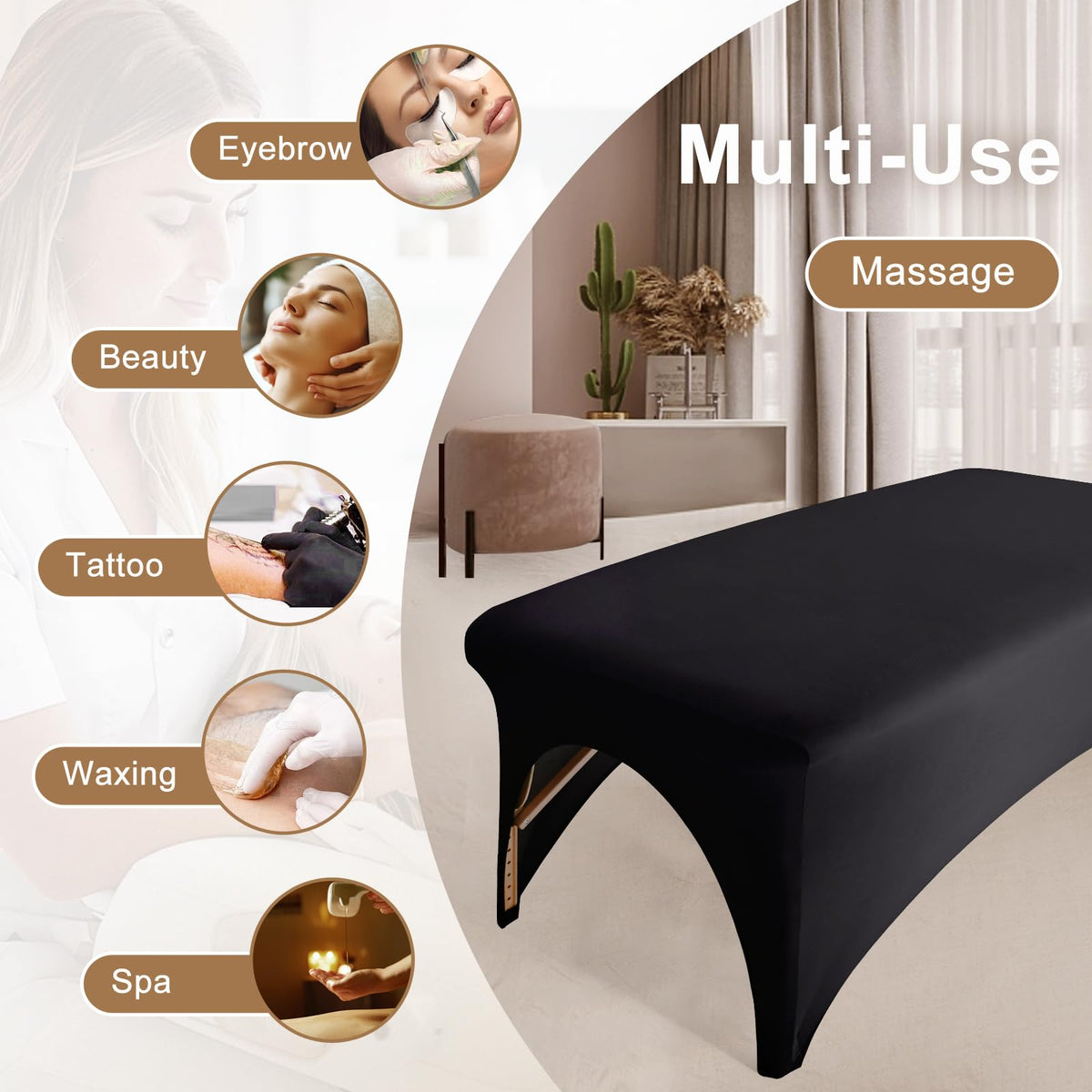 HOLITS cover in salon setting hiding underbed storage for a cleaner workspace