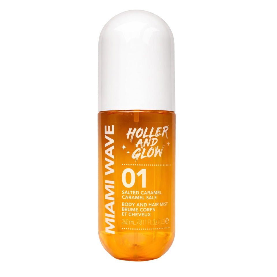 Holler & Glow front bottle showing Miami Wave packaging and easy portability
