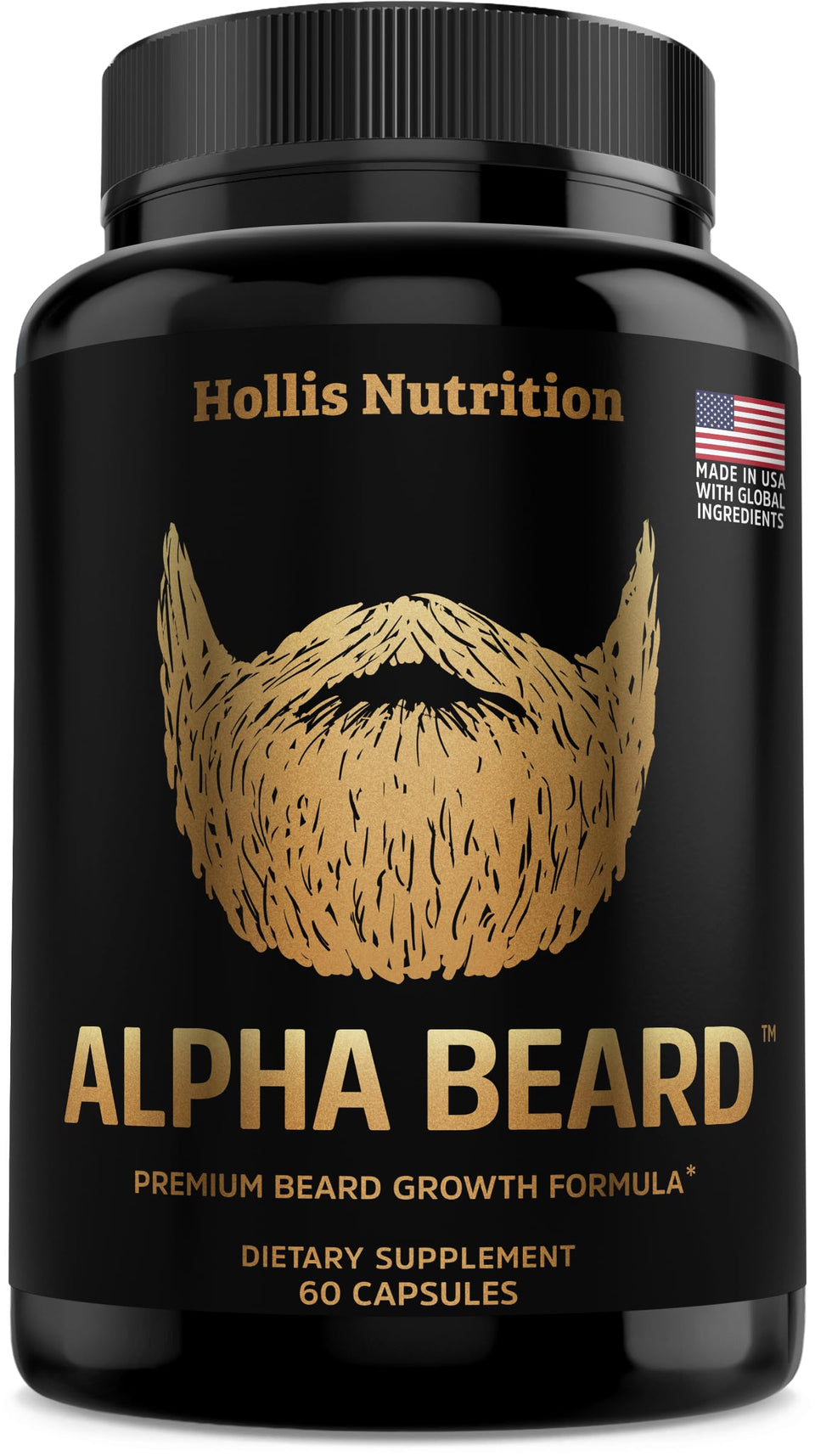 Hollis Nutrition front packaging showing bottle and label benefits