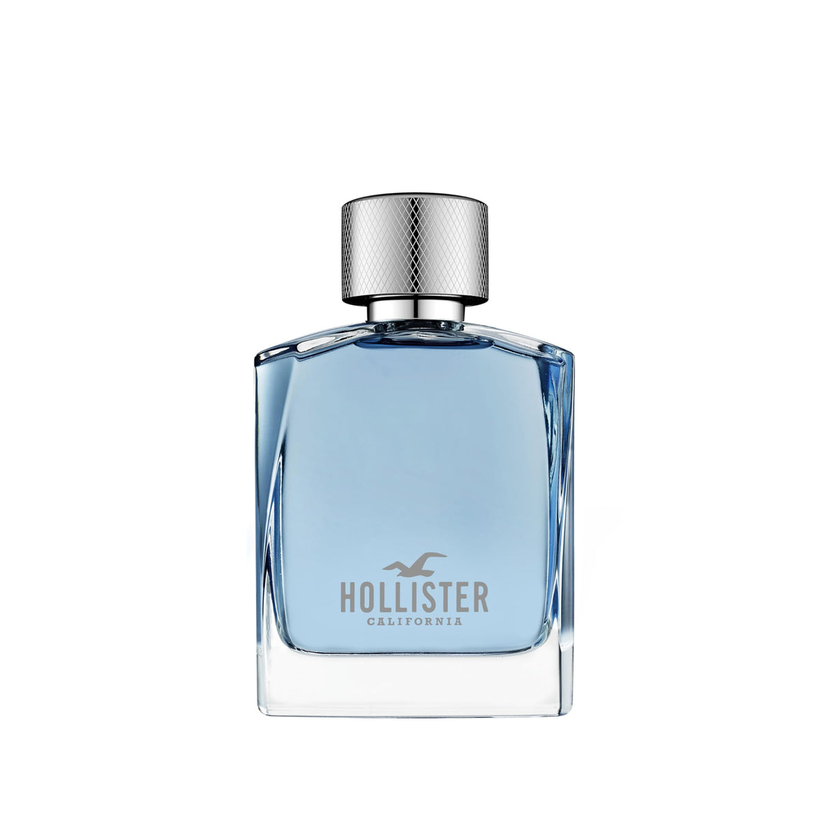 Hollister Wave front bottle showing clear glass and minimalist label, easy-storing benefit