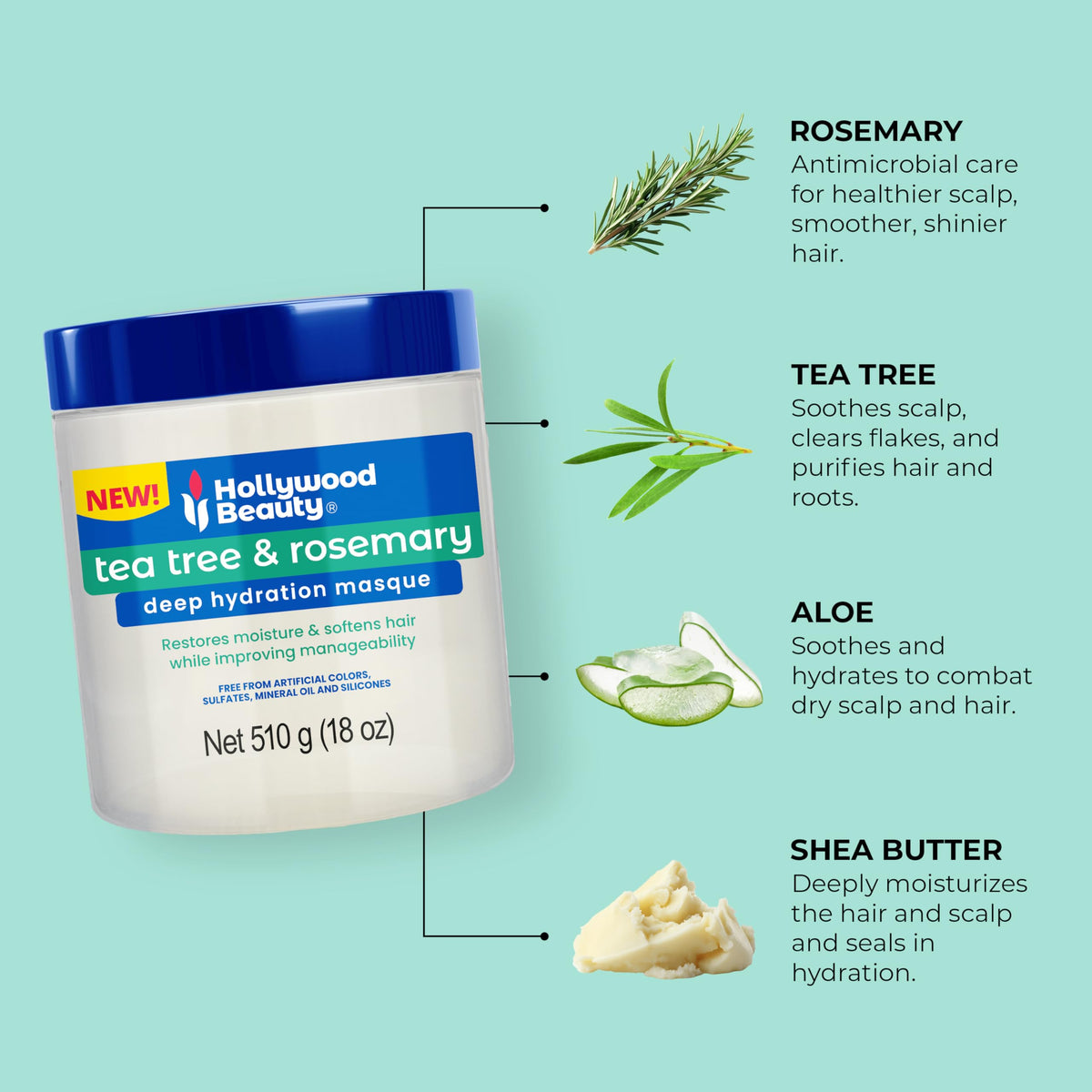 Hollywood Beauty scoop of shea butter blended into masque for moisture