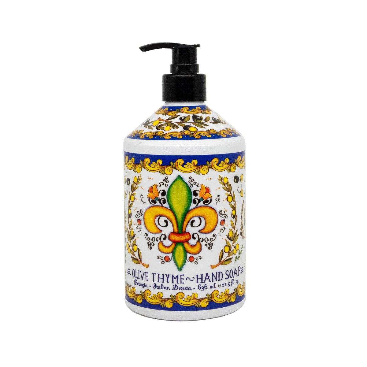 Home & Body Company pump close-up highlighting sturdy dispenser and controlled dosing benefit