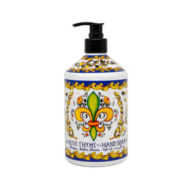 Home & Body Company pump close-up highlighting sturdy dispenser and controlled dosing benefit