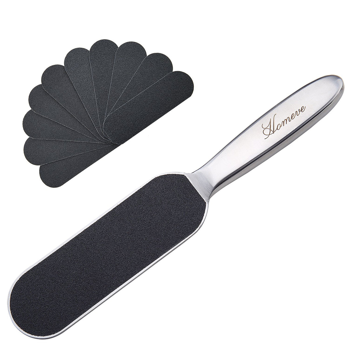 Homeve pedicure file front view showing full tool and pad for efficient smoothing