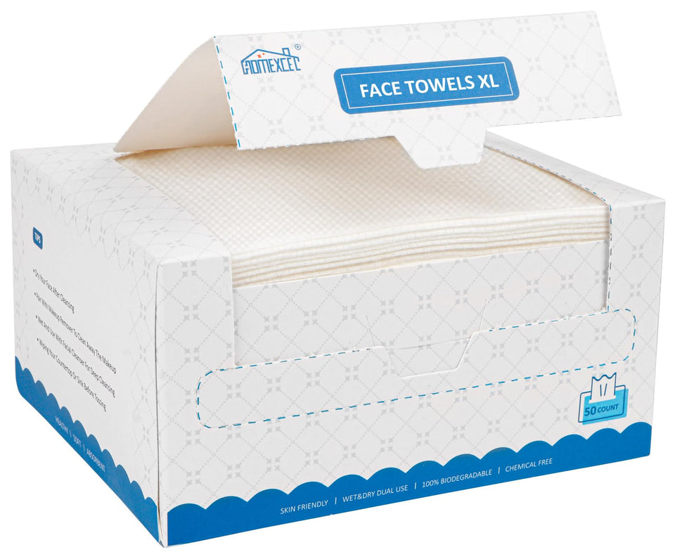 HOMEXCEL front box packaging showing 50-count and soft towels benefit