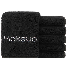HOMEXCEL front packaging showing six black makeup remover cloths and benefits