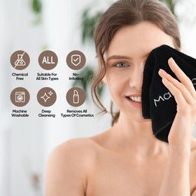 HOMEXCEL towel in use removing mascara to demonstrate powerful removal