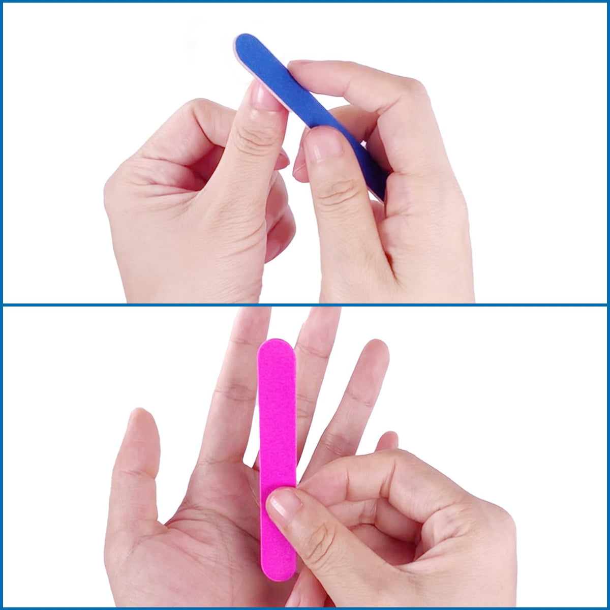HomeyEra mini nail file held in hand demonstrating travel convenience