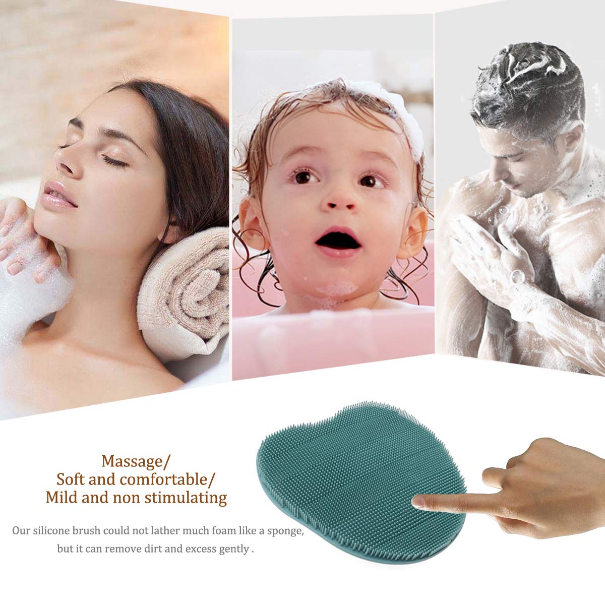 HOMMIESAFE brush used in shower providing a safe massage and cleanse