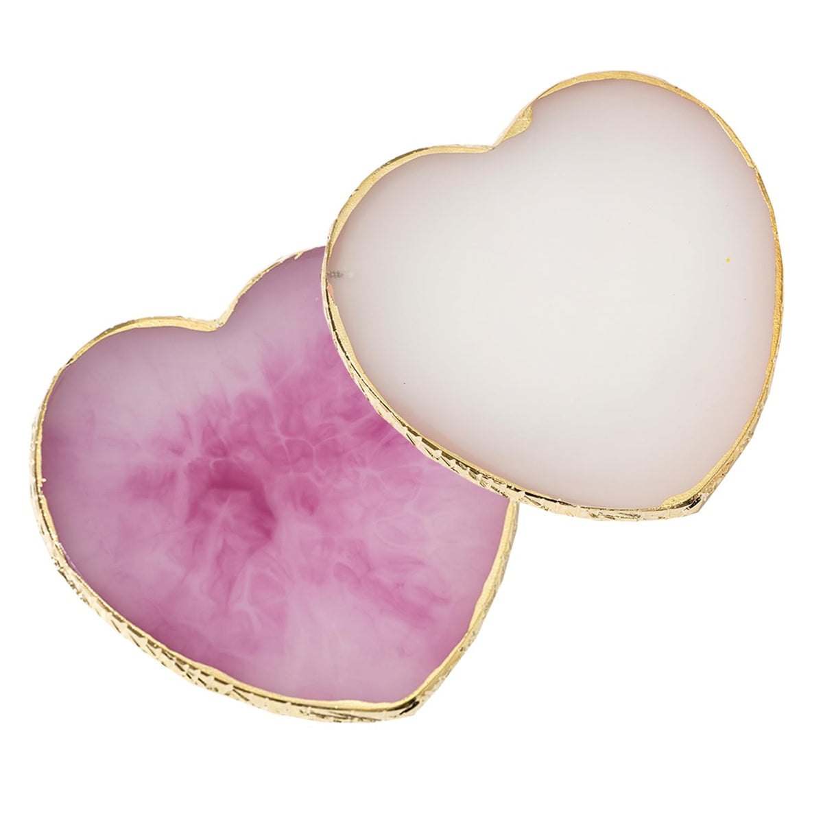 HomTop heart-shaped palettes front view showing white and purple set and neat gold edge for professional look