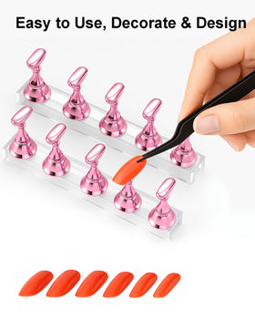 HomTop press-on nails mounted on stands demonstrating steady painting and display