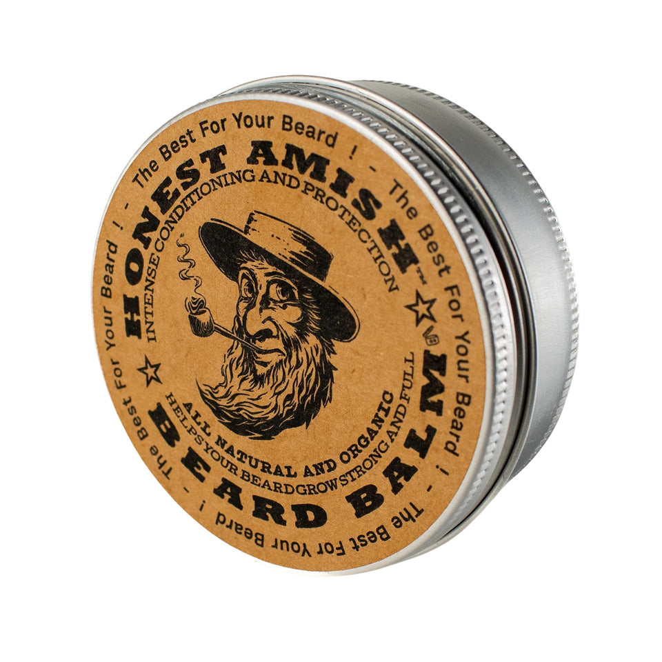 Honest Amish front-facing 4 ounce tin showing label and size benefit