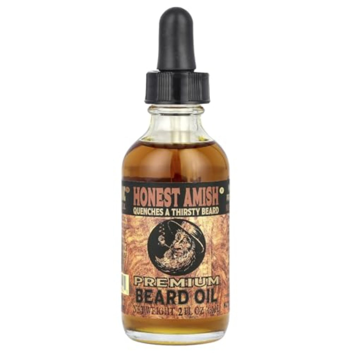 Honest Amish front bottle view showing 2 oz label and natural grooming benefit