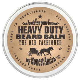 Honest Amish heavy duty balm jar front view showing label and packaging benefit